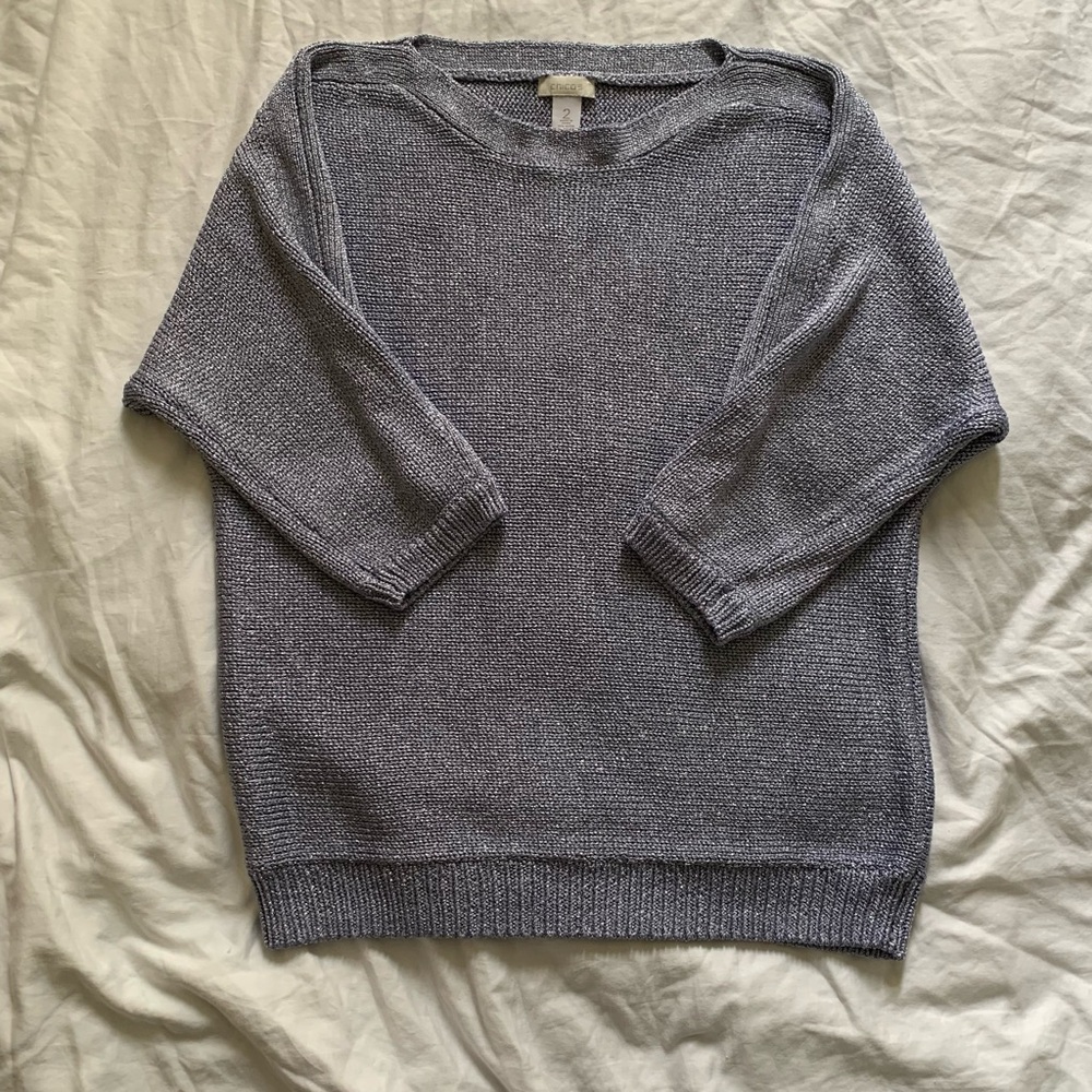 Chicos Purple Metallic Oversized Knit Sweater Chico’s Size 2